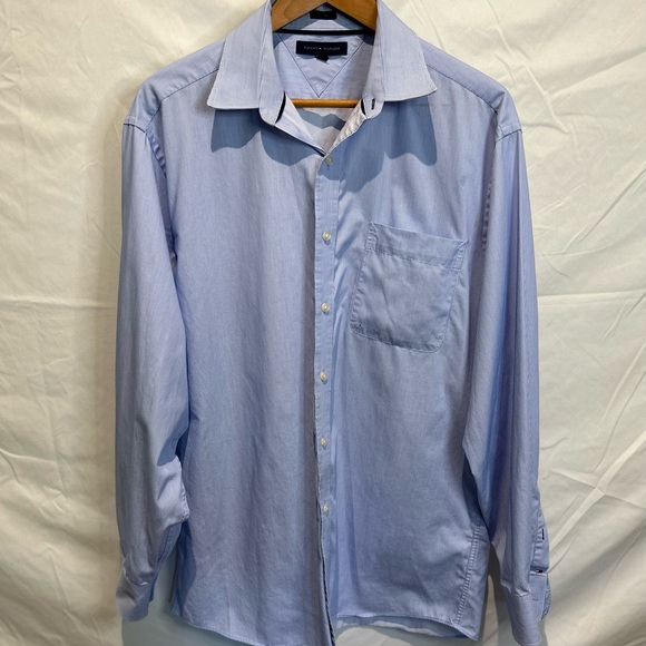 Blue Pin-Striped Tommy Hilfiger Dress Shirt - Picture 2 of 3